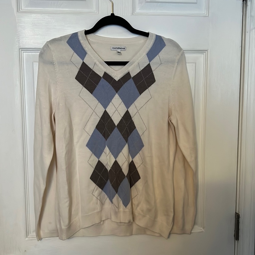 Croft & Barrow Argyle Sweater in off white like new